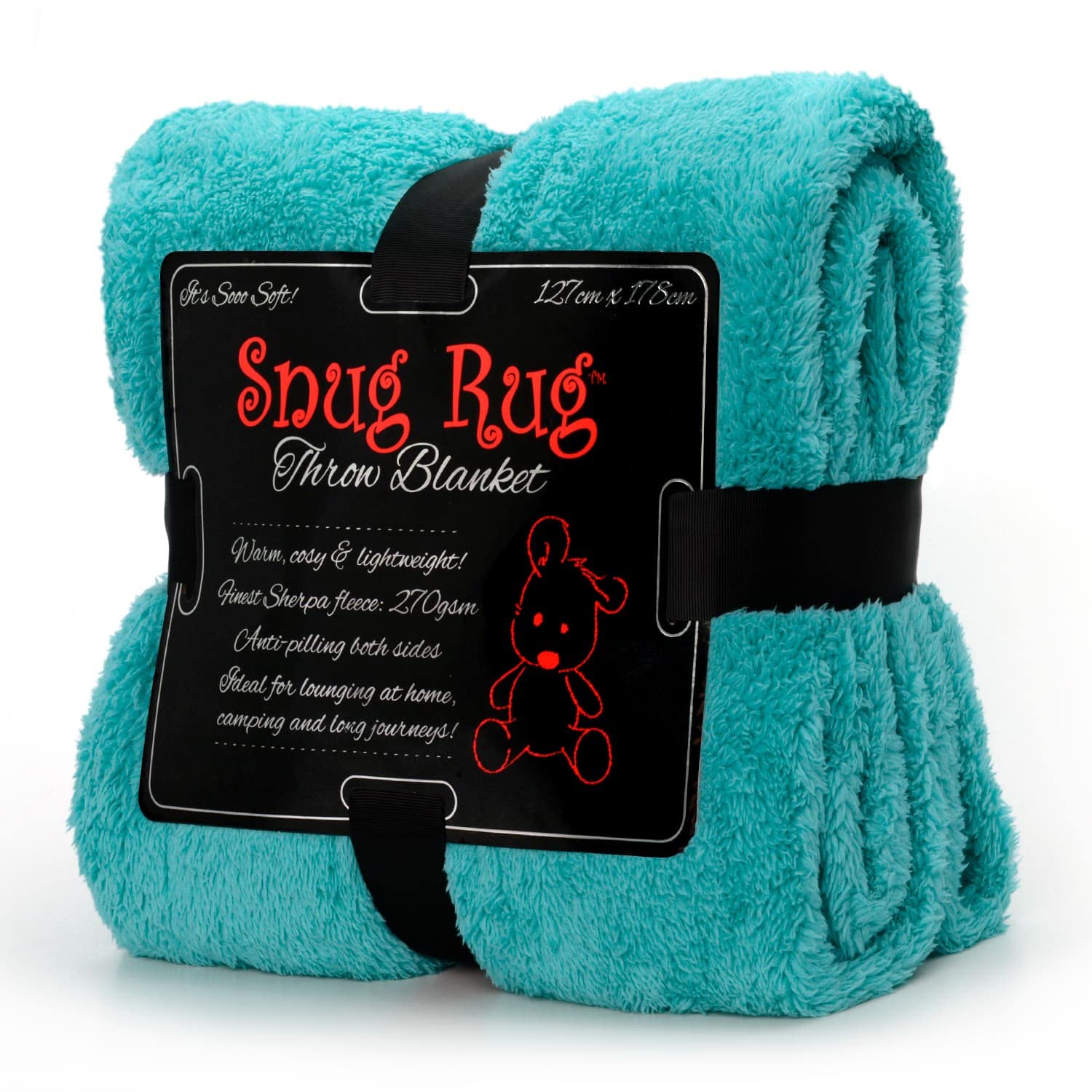 Snug Rug Special Edition Blankets Luxury Sherpa Fleece 127 x 178cm (50" x 70") Sofa TV Throw Blanket (Teal)