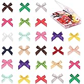 Hiswan 100PCS Mini Ribbon Bows 1.57” Satin Small Premade Bows for Sewing Crafts Gift Wrapping Baby Shower Hair Cake Treats Party Christmas Halloween Decorations Multi Color