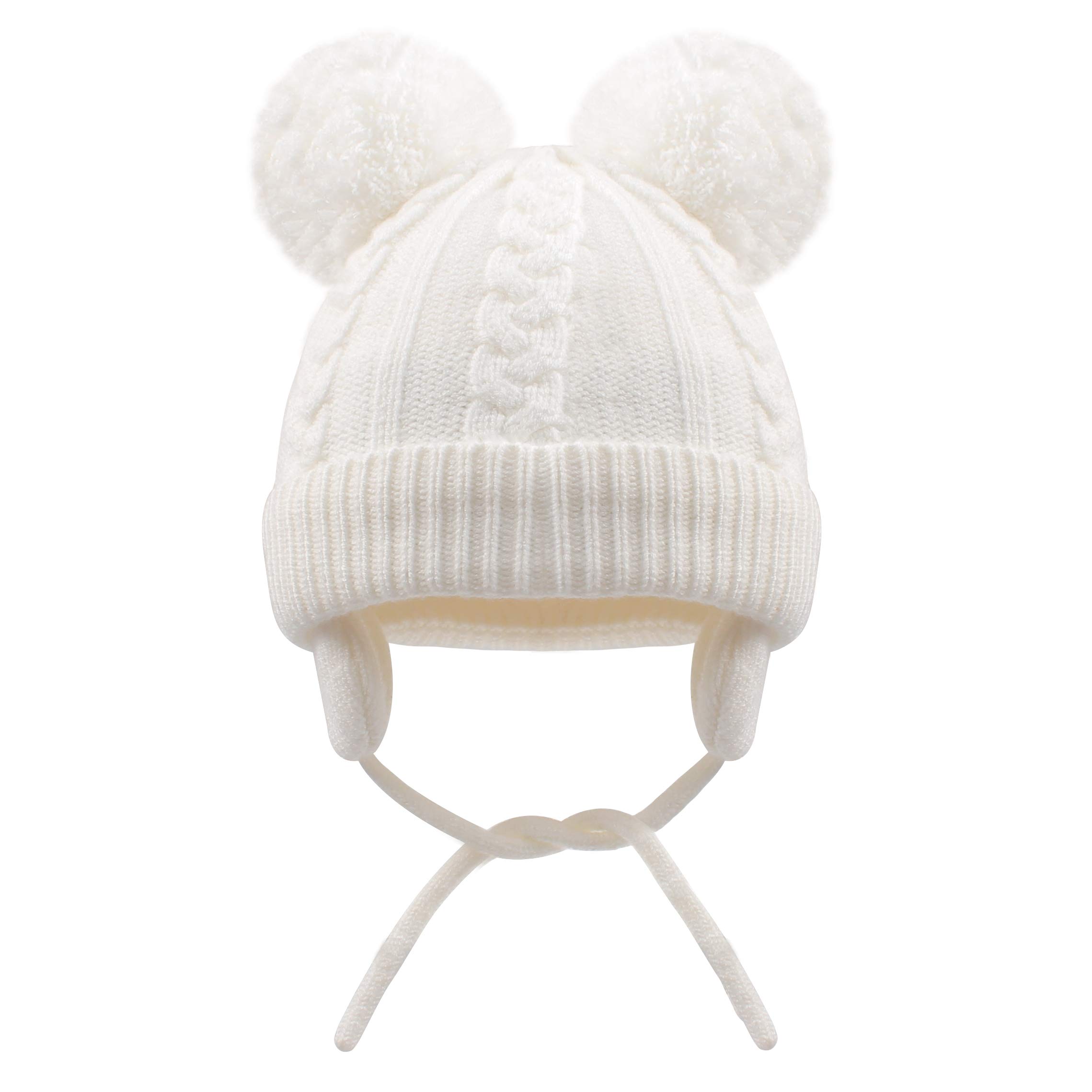 Duoyeree Toddler Winter Hat with Earflap Scarf Hood Thick Warm Kids Skull Cap for Baby Girls Boys