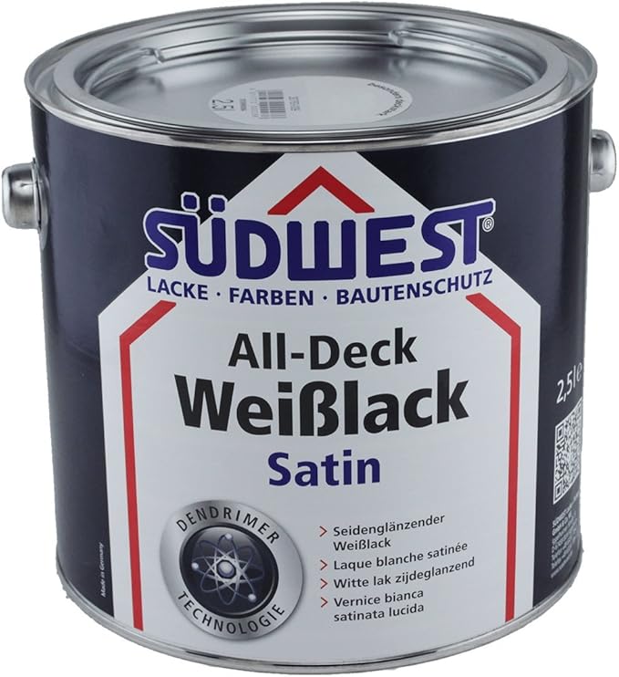 Südwest All-Deck Weißlack Satin 2,5 Liter: Amazon.de: Baumarkt