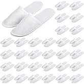 SATINIOR 30 Pairs Disposable Slippers, White, Medium, Unisex-Adults, Closed Toe, Non-Slip, Spa, Hotel, Travel, Home, Sanitary, Breathable, Fleece Cloth, EVA