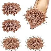 NBEADS 4Pcs 3D Flower Shoe Clips, 2 Styles Decorative Shoe Clips Unique Burned Edge Shoe Embellishment Detachable High Heels Shoe Buckle for DIY Shoe Accessories, Camel, 4.3x2.8inch