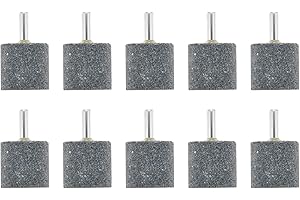 dophee 10Pcs 30mm Cylindrical Shape Aluminum Oxide Mounted Grinding Stones Rotary Grinding Bits with 1/4" Shank for Electric Rotary Tools Drill Grinder