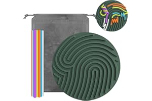 AGIFTMIND Sensory Activity Board Silicone Fidget Toys with Travel Bag and 13 Strings for Adults Kids Anxiety Relief Stress, ADHD & Autism (Green, 6.6in)