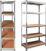 Feidak 150x70x30cm 5-Tier Garage Shelving Unit Heavy Duty Steel MDF Boltless view 5