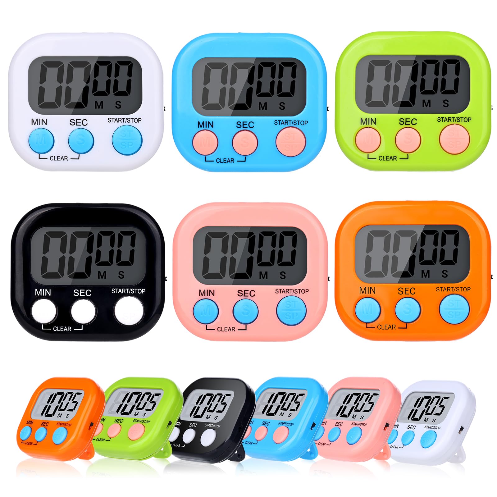 Photo 1 of 12 Pack Digital Kitchen Timers for Cooking, Small Magnetic Countdown Classroom Timers for Teachers Kids, Big Digits Loud Alarm Backing Stand Timer for Kitchen, Shower, Study, Work, Exercise Training