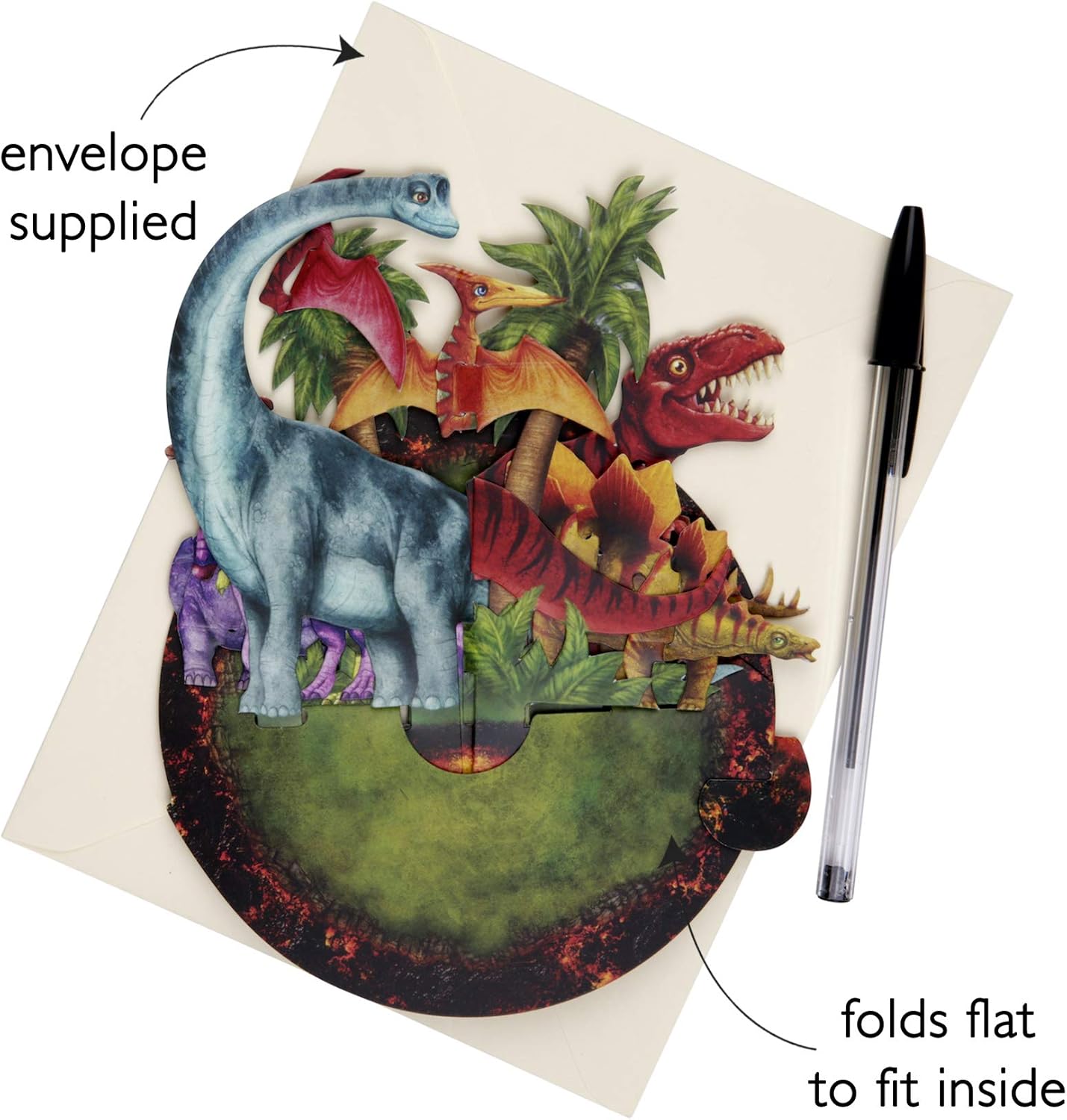 SANTORO Pirouette, 3D Pop Up Greeting Card - Jurassic Dinosaurs - for Boys Girls, Nephew, Niece, Kids, Family - Image 3