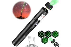 MEUSNO Green Laser Pointer, Green Laser Pointer High Power Rechargeable Strong Long Range Laser Beam Flashlight Laser Light Pointer Pen, Rechargeable Laser Pointer for Presentations Outdoor