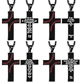 Siifert 12 Pcs Baseball Party Favors Baseball Cross Necklace for Men Cross Necklace for Men Bible Verse I Can Do All Things Stainless Steel Sport Pendant Team Gift