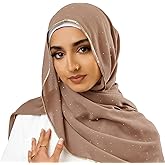 Piewag Hijab Scarf for Women Soft Chiffon Rhinestone Long Scarf Shawl Fashion Muslim Hijab Head Wrap Scarves
