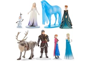 Disney Store Official Frozen Figure Set – 8 Fully Sculpted Disney Figures Including Anna, Elsa, Olaf, Kristoff & More in Double-Tiered Box with Scenic Backgrounds