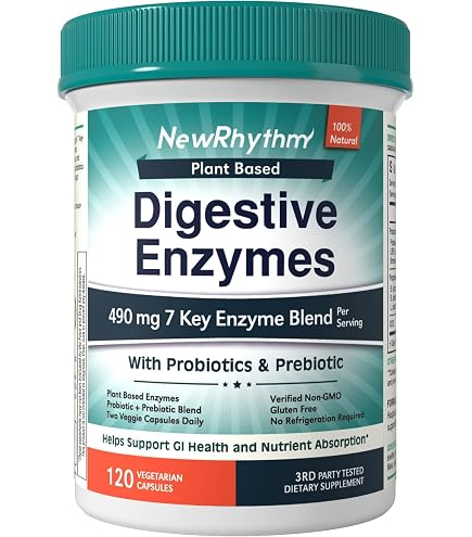 Amazon.com: NewRhythm Digestive Enzymes 245 mg, with Probiotics
