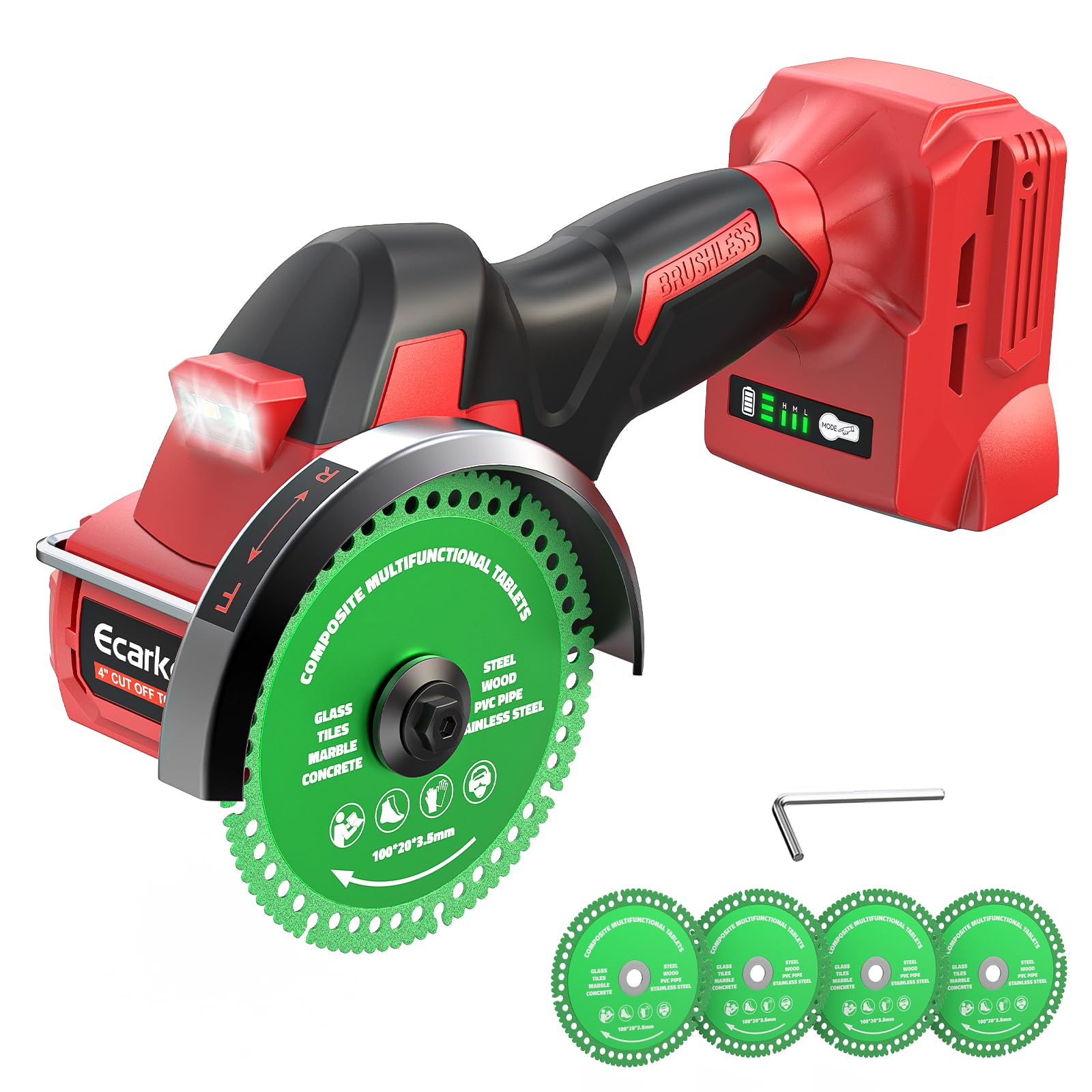 Photo 1 of Ecarke Cordless Cut Off Tool Compatible with Milwaukee 18V Battery, 4" Circular Saw Brushless Motor with Blades, 18000 RPM Mini Cut Off Tool Kit for Wood/Metal/Plastic/Tile/Stone Cutting, NO BATTERY