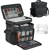 PENGDA 2 Layer Sewing Machine Case with Adjustable Shoulder Strap Sewing Machine Carrying Case Universal Tote Bag for Sewing Machine and Sewing Accessories Storage Black