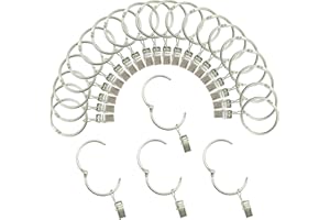 Openable Curtain Rings with Clips 2 inch Interior Diameter 24 Pack Rustproof Metal Hangers Ring Decorative Drapery Vintage Si