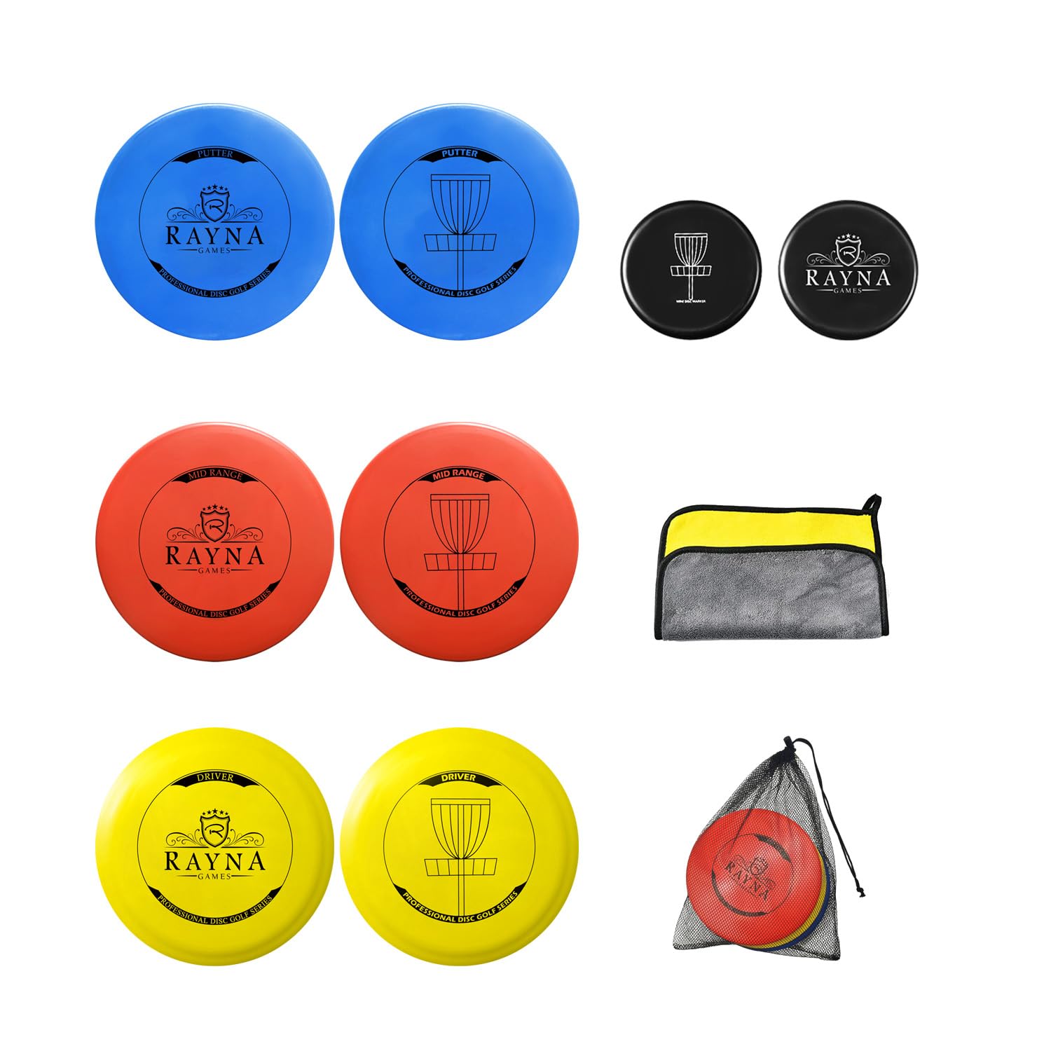 6 Pack Disc Golf Set, Profession Disc Golf Starter Set Regulare Size Disc Golf Starter Kits,Beginner Disc Golf Set Include Driver,Mid-Range and Putter Suitable for Garden Park Backyard Beach