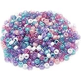 1000 Pcs Pony Beads 6x9mm Bulk Translucent Opaque Pearlescent Beads