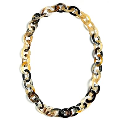 Bling Jewelry Erde Ton braun Handarbeit natürliche Buffalo Horn Langen ovalen Kette Halskette für Frauen 40 Zoll