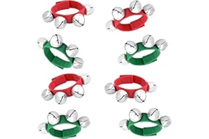 NACHLYNN 8 Pcs Christmas Wrist Bells Bracelet Sleigh Jingle Bells Suitable for Party Musical Instrument Birthday Favors (Green and Silver)