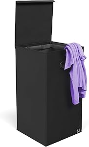 Mindspace Black Laundry Hamper with Lid and Mesh Liner - Foldable Mini Laundry Bin for Small Apartment, Bathroom, Dorm, Laundry Room - Oxford Collection