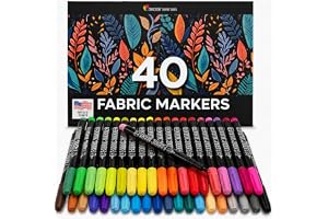 Zenacolor 40 Fabric Markers Pens Set - Non Toxic, Indelible and Permanent Fabric Paint - Fine Point Tip Textile Marker Pen