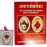 DETENTE Escapulario de tela del Sagrado Corazón de Jesús con libro de oraciones en español – Escapulario católico de Tela 2" 