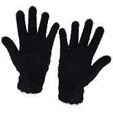 Bskifnn Winter Gloves Faux Fur Knit Stretchy Gloves for Women Cold Weather Running Driving Hiking Touch Magic Screen