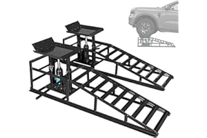 LOCKIETTA 2 Pack Hydraulic Car Ramps, 11050LBS 5T Car Ramp High Lift 9"-14.2", Heavy Duty Steel Car Lift Ramp, Automotive Truck Service Ramps for Oil Changes Support Jack for Maintenance, Black