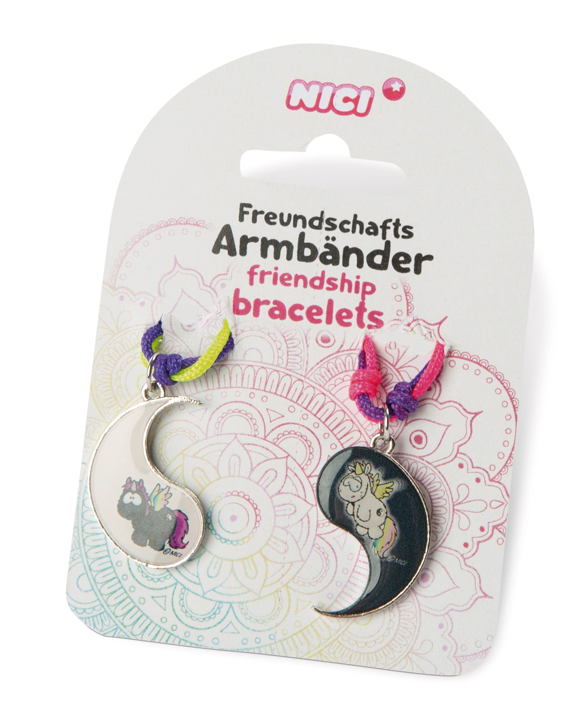 NICI 47397 Friendship Bracelets Yin & Rainbow Yang Unicorn Theodor&Friends, Colourful