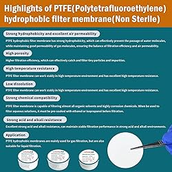 LVDALAB PTFE Membrane Filter, Hydrophobicity