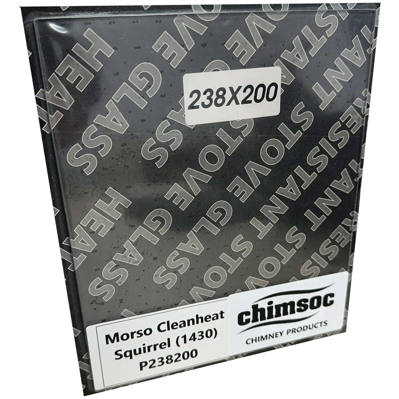 Chimsoc Replacement Stove Glass - Morso Cleanheat Squirrel (1430) (238mm x 200mm Rectangular)