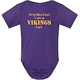 Curiositees Grandpa Says I am a Vikings Fan Baby Clothes Jersey Bodysuit Outfit - Purple