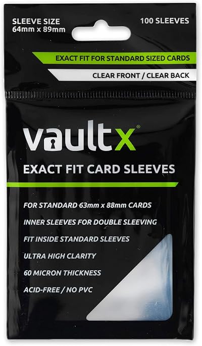 Vault X Exact Fit Inner Sleeves Soft 60 Micron High Clarity 100 Pack TCG Cards