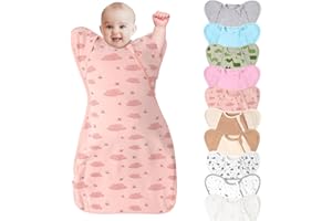 KNIROSE 3-Way Wearable Swaddle Blankets Sleep Sacks with Arms Up 0.8 Tog, Hands Up Sleeping Sack Easy Diaper Changing Sleeping Bag for Baby Boy Girl Newborns Transitions to Arms-Free Calms Startle Reflex