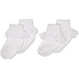 Jefferies Socks 2 Pack Eyelet Lace Trim And Lace Trim Sock - White/White