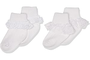 Jefferies Socks 2 Pack Eyelet Lace Trim And Lace Trim Sock - White/White