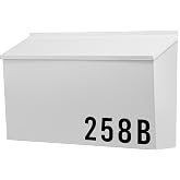 KYODOLED Large Wall Mount Mailboxes for Outside, Galvanized Steel, White | No Lock Outdoor Mailbox, Weather &amp; Rust-Resistant Finish, Mail Box for House, Apartment &amp; Office, Address Stickers, 15.7in