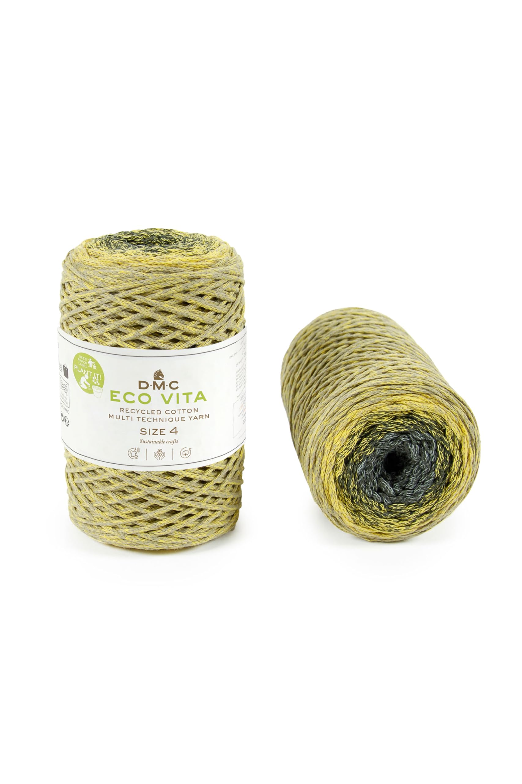DMC Nova Vita 4, Multico Colours, Muted Green Crochet Knitting Macrame Yarn, 250g