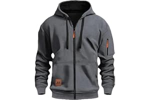 Mens Hoodies Zip Up Trendy Lightweight Work Hoodie Sweatshirt Long Sleeve Casual Loose Track Jacket Coats with Pocket
