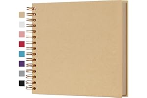 potricher 8 x 8 Inch DIY Scrapbook Photo Album 80 Pages Thick Kraft Blank Yellow Paper Memory Book for Wedding and Anniversary Family (Yellow, 8 Inch)