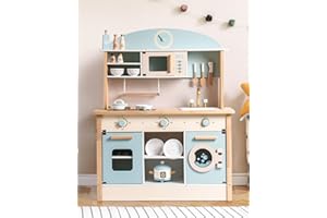 ROBOTIME Wooden Kitchen for Kids Play Kitchen, Toy Kitchen Set for Kids Kitchen Playset with Plenty of Play Features, Realist