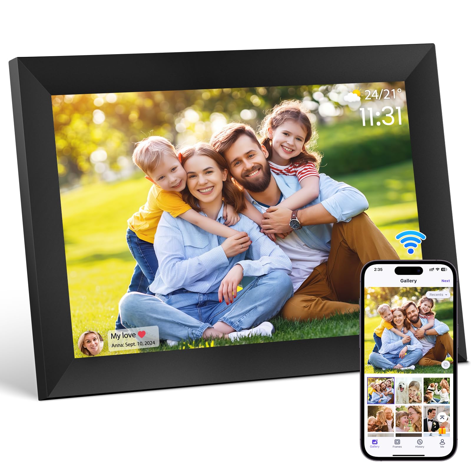 Ekasoco 10.1 Inch Digital Photo Frame WiFi, 1280x800 IPS Touchscreen Digital Picture Frame 32GB Built-in Storage, Auto-Rotate, EasySetup, Share Photos & Videos Anywhere via Uhale APP
