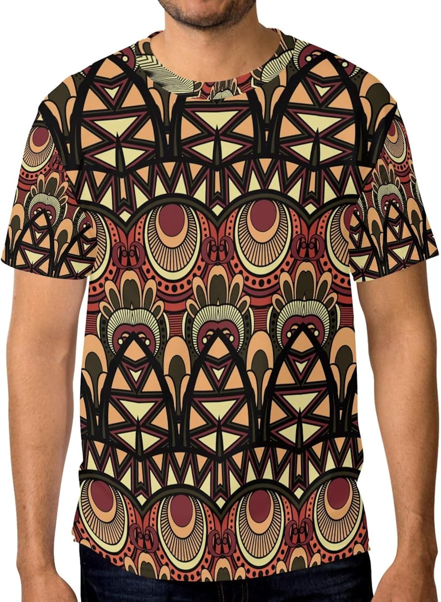 Men's TShirt Abstract Tribal Ethnic Pattern Short Sleeve T Shirts