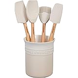 Le Creuset Silicone Craft Series Utensil Set with Stoneware Crock, 5 pc., Meringue