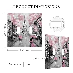 Paris Street Eiffel Tower Pink Floral 2 Gang Light