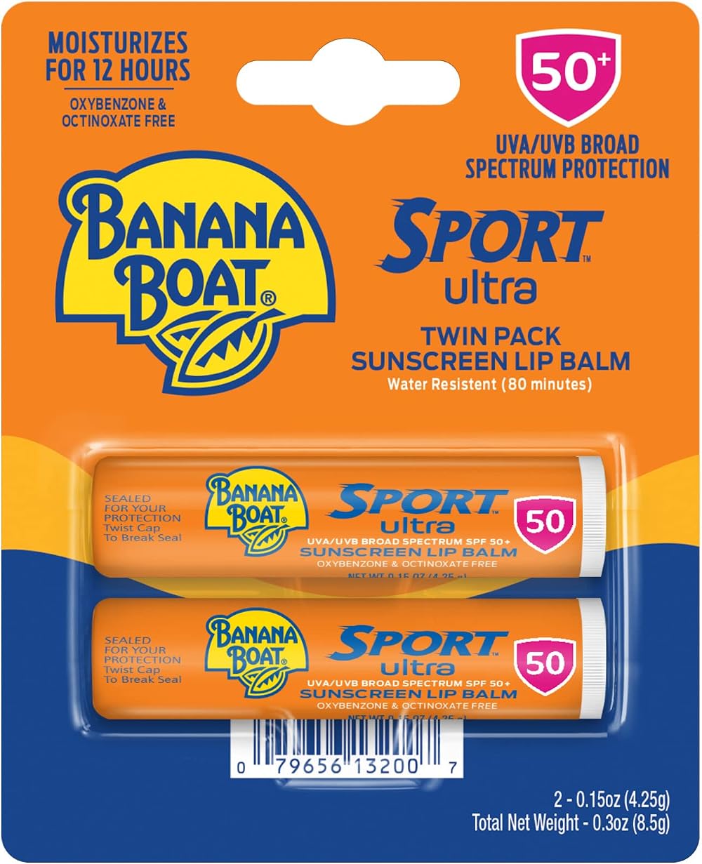 Banana Boat SPF 50+ Sport Ultra Lip Balm Twin Pack Lip Sunscreen