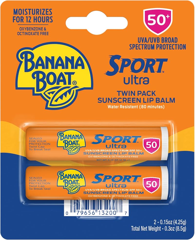 Banana Boat SPF 50+ Sport Ultra Lip Balm Twin Pack Lip Sunscreen