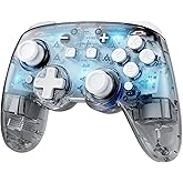 Momen Switch Pro Controller Wireless for Nintendo 2/OLED/Lite,Clear Manette switch 2 with Hall Effect Joysticks,7 RGB LED Col