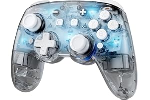 Momen Switch Pro Controller Wireless for Nintendo 2/OLED/Lite,Clear Manette switch 2 with Hall Effect Joysticks,7 RGB LED Col