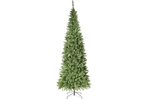WBHome 7.5 Feet Pencil Christmas Tree, Premium Spruce Hinged Artificial Christmas Tree, 1194 Branch Tips